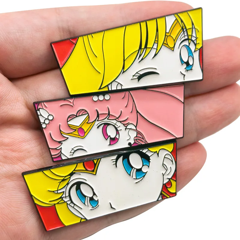 Anime Sailor Moon Badges Tsukino Usagi Pins Chibiusa Pendant Brooches for Bag Backpack Clothing Lapel ACG Cosplay Toy Gift Decor