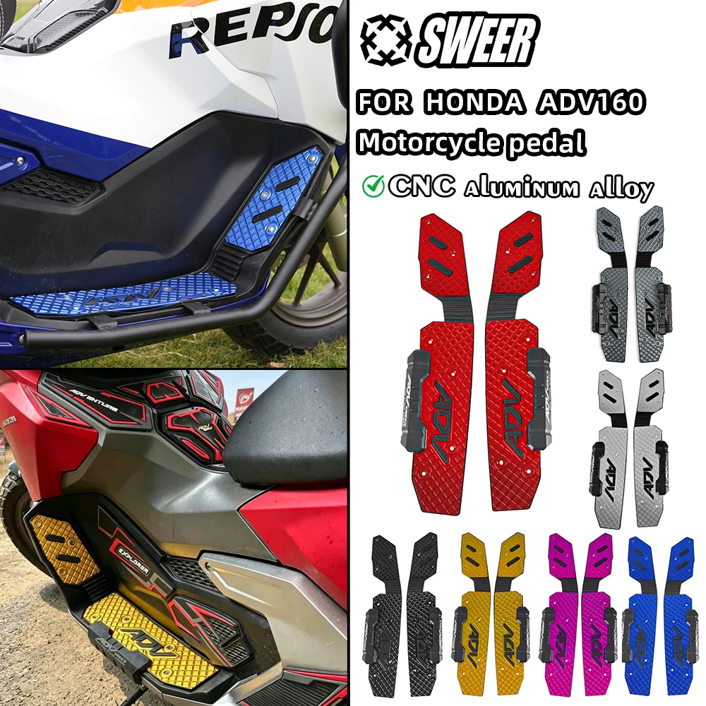Motorcycle Foot Pegs Footrest Pedal Fit For Honda ADV160 Scooter Aluminum Alloy Anti-Slip Footboard Foot Step Plate Modification