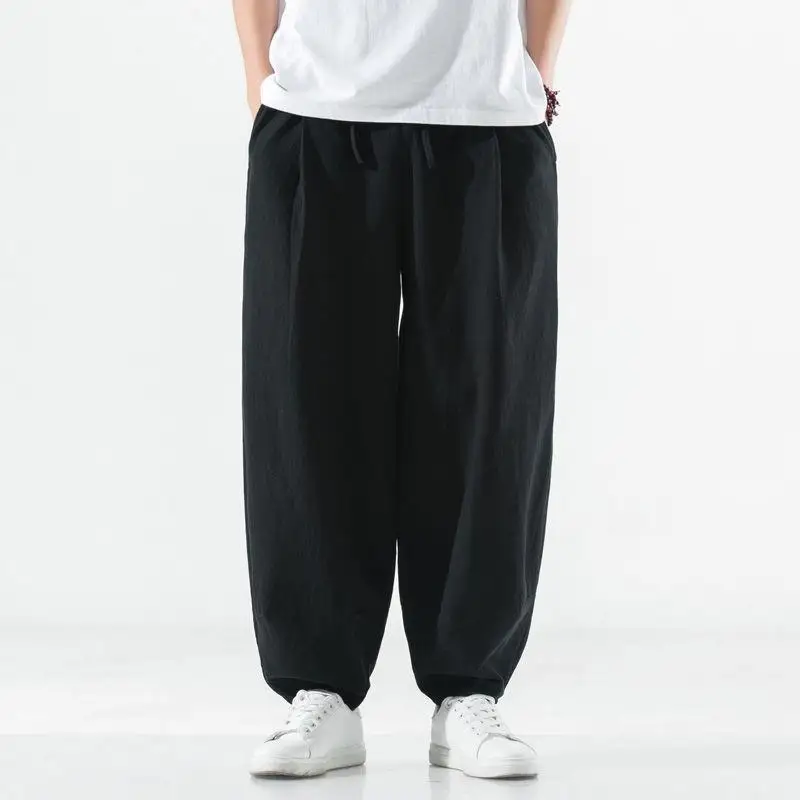 

Spring Autumn Cotton Linen Lantern Pants Men's Thi Thighs Color Home Harlan Loose Retro Linen Material Big Crotch Cas...