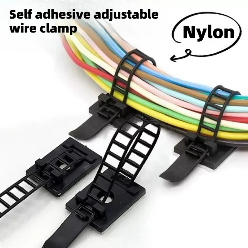 ACT-17 Adjustable Self-adhesive Cable Clamp with Adhesive Backing, Zip Tie Holder, Power Cord Clamp Manager, Zip Tie Fastener