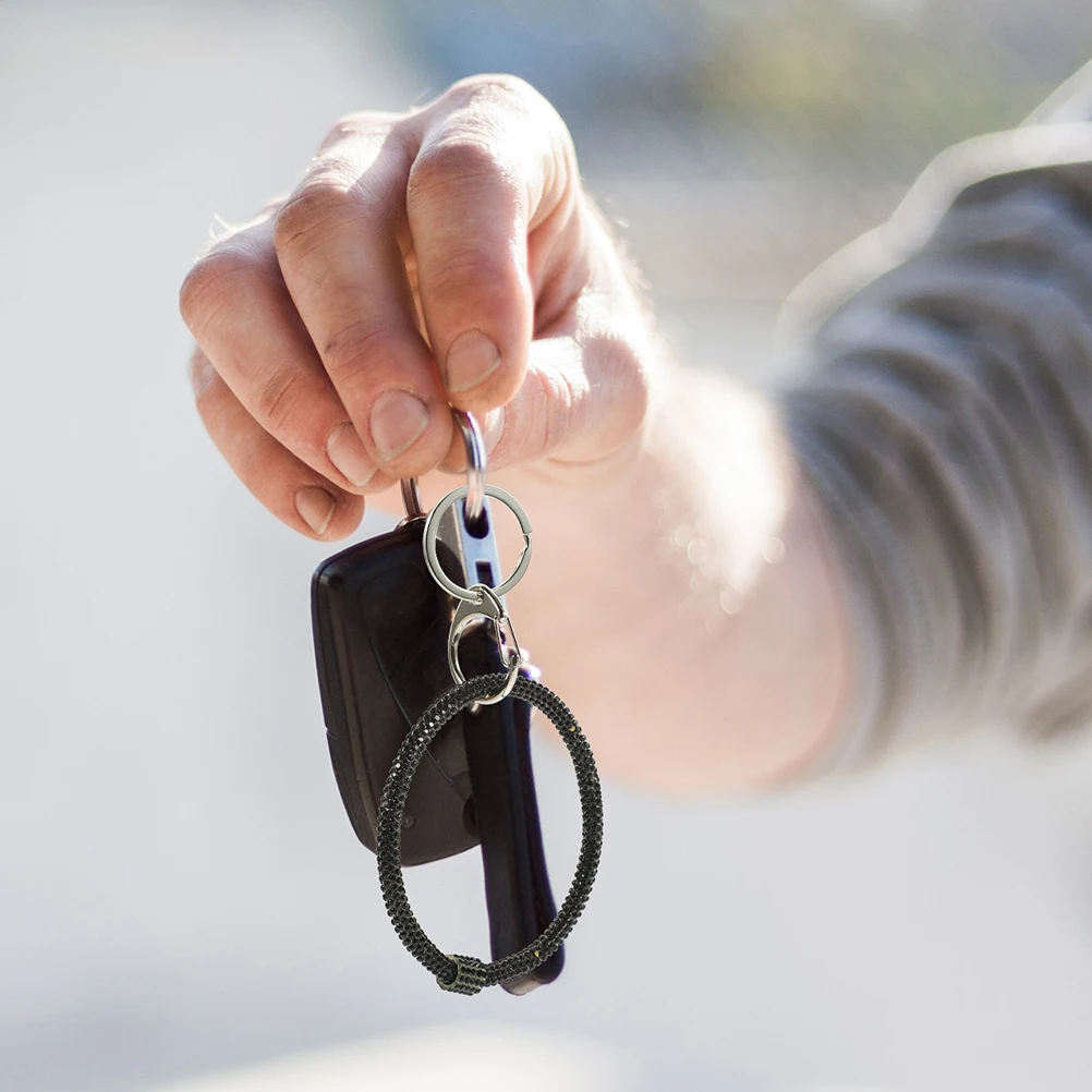 

2pcs Rhinestone Bracelet Keychain Sparkly Wrist Strap Lanyard for Keys Women Bling Keychains Rhinestones Wristlet Keychain