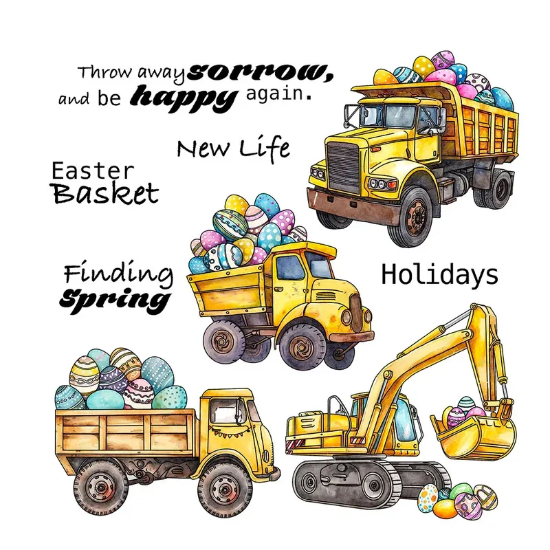 

Easter Series Trucks Of Colorful Eggs Clear Stamp DIY Scrapbooking Supplies Silicone Stamp For Cards Albums Decor