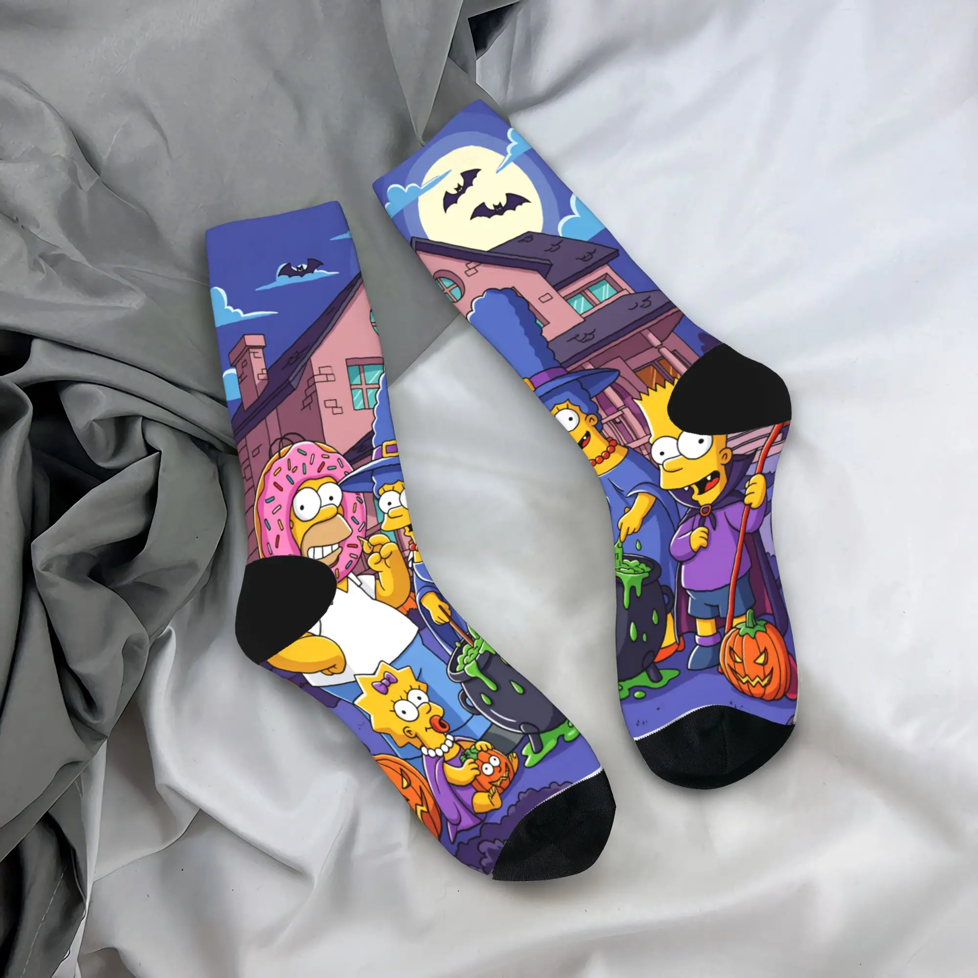 

Funny S-Simpsons Haunted House Halloween Socks Kawaii Stockings Winter Non Skid Couple Socks Comfortable Outdoor Sports Socks