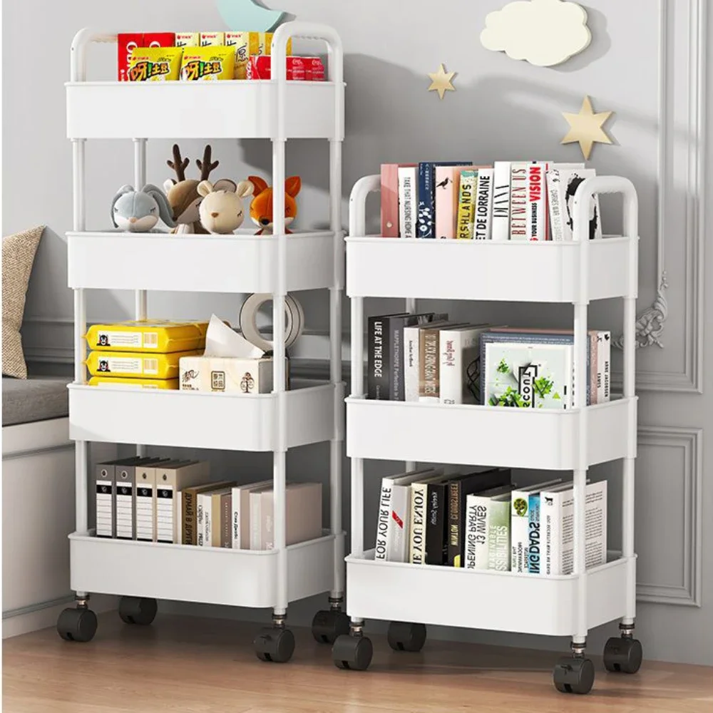 Mobile Bookshelf Trolley Household Kitchen Organizers And Storage Rack Home Bathroom Cart With Wheels Living Room Snacks Shelves