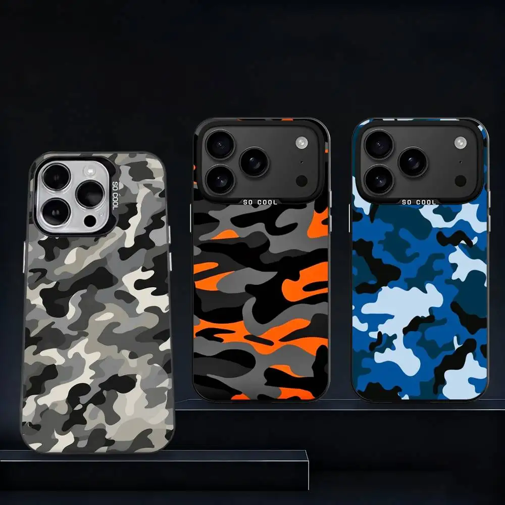 

Fashion C-Camouflage Phone Case For iPhone 17,16,15,14,13,12,11,Pro,XS,Max,Plus,Mini,SE4,E Black Matte Shockproof Cover