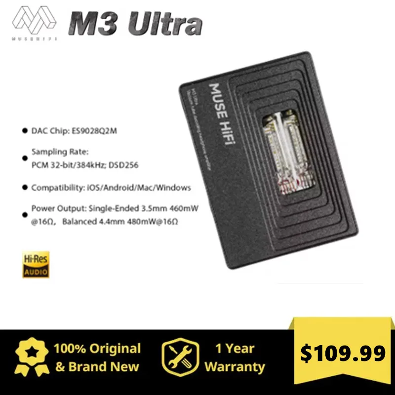 MUSEHiFi M3 Ultra JAN6418 真空管ポータブルUSB-C DAC & AMP TypeCデコードヘッドホンアンプ