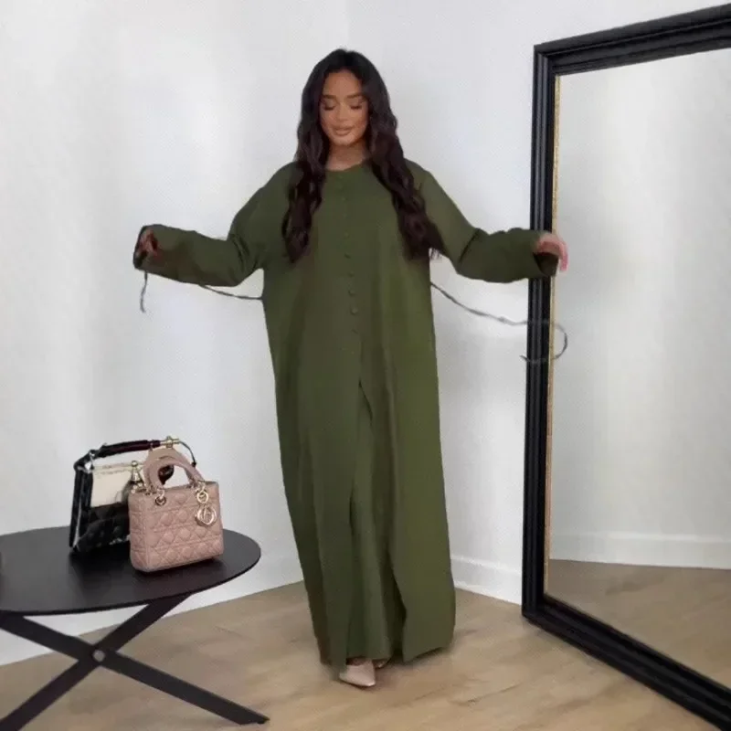S2-XL 2025 nuevo vestido africano Otoño/Invierno vestido de noche con botones de satén para mujer conjunto de dos piezas