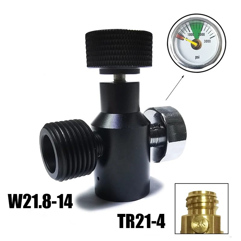 New Model Soda Water CO2 Cylinder Refill Adapter Connector Gas Regulator Tank Aquarium Homebrew Tr21-4 to W21.8-14