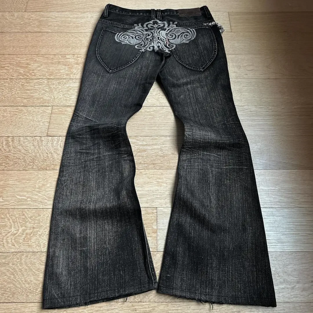 2024 neue Retro Distressed Micro-Flared bestickte Jeans Street Men und Frauen High Taille Harajuku Y2k Industrial Fit Jeans