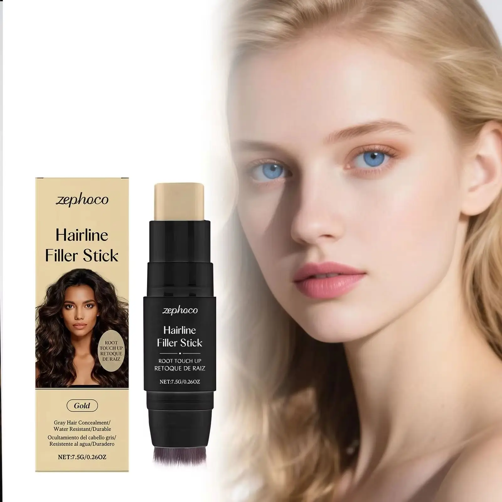 Natural Hairline Filler Stick Hair Root Anti-Sweat Hairline Concealer Pen With Brush Waterproof Hair Dye Pen Hair Root Styling
