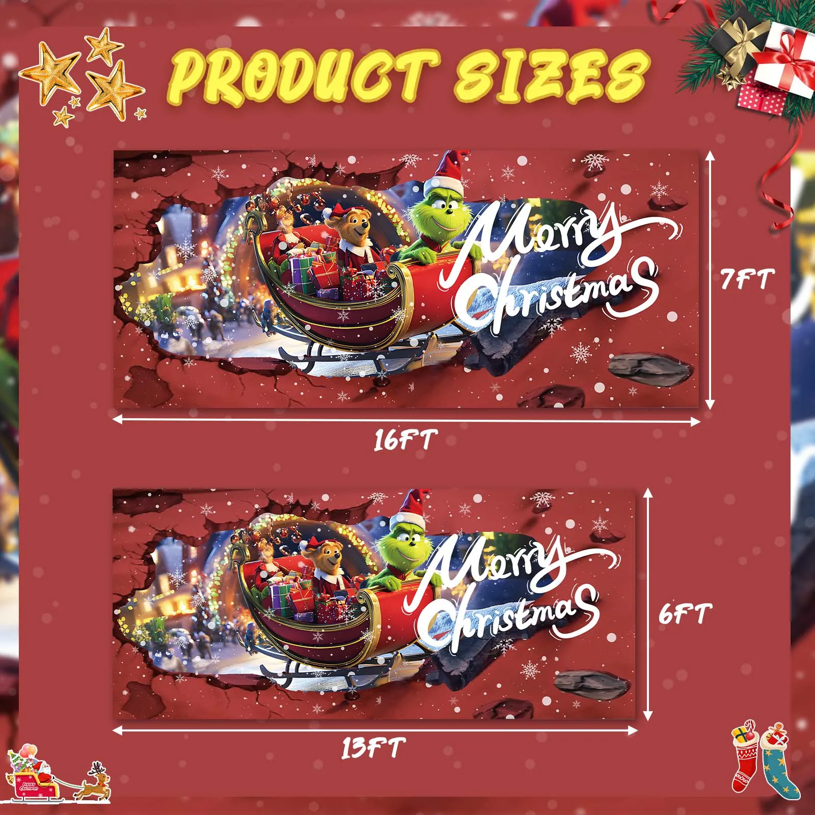 Christmas Banner Cover Christmas Garage Door Decorations Murals Large Christmas Backdrop Decoration for Garage Party Gate DecoR