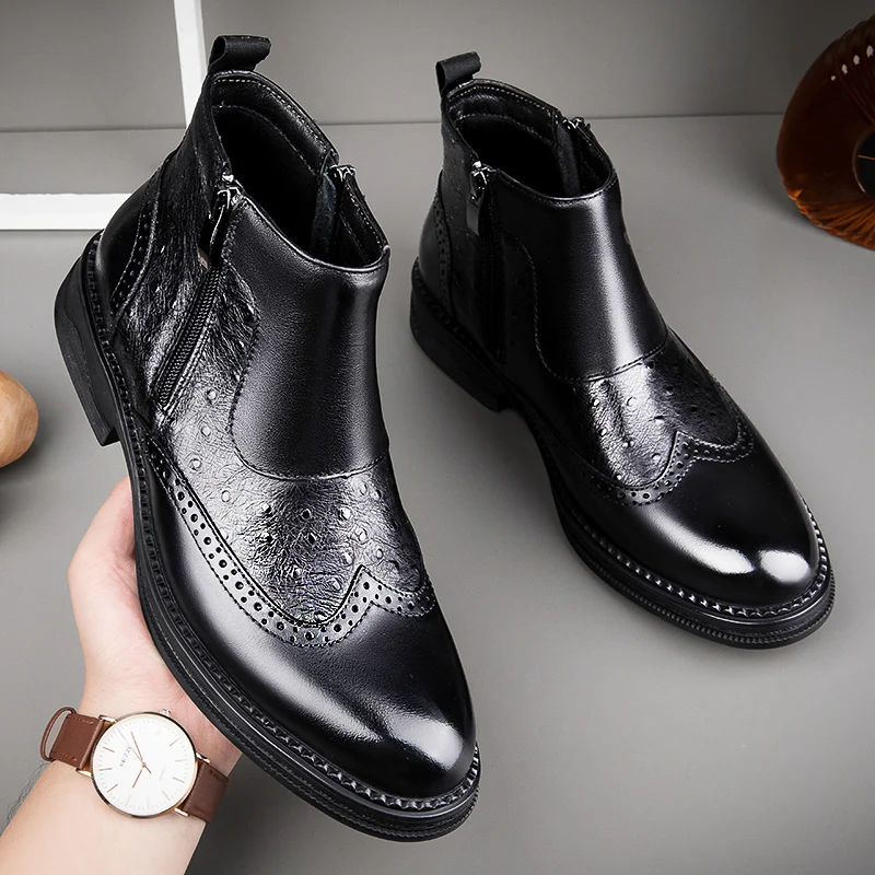 

Men High Top Boots Embossed Patterns for Comfortable Classic Men Boots