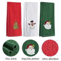 3Pcs Christmas Hand Towels Set, Snowman Xmas Tree Santa Claus Bathroom Hand Towels Dish Towels Decorative Tea Towels