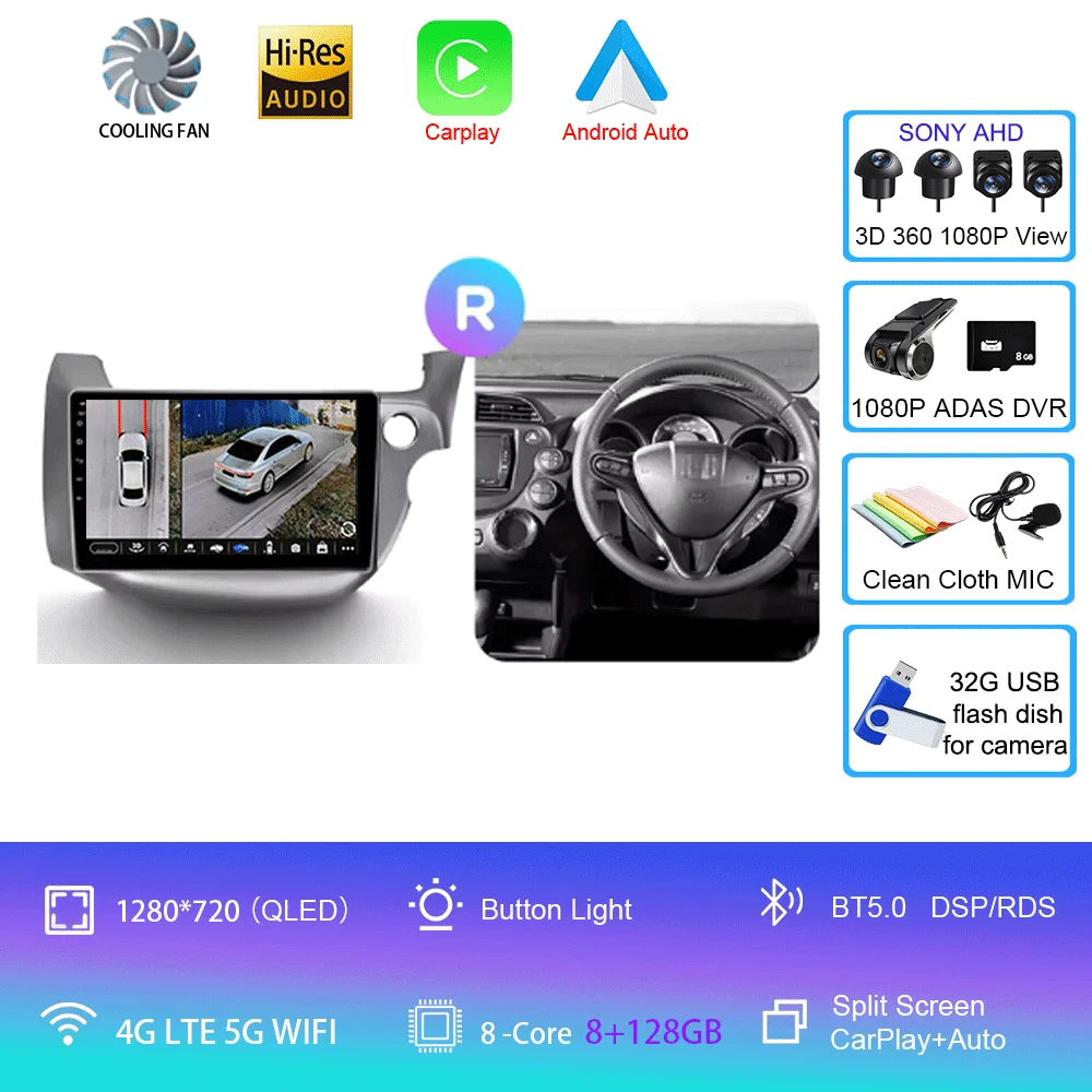 For Honda Jazz 2 GG 2008 - 2014 Fit 2 GE GP GE 2007 - 2014 GPS Car Radio Navigation Multimedia Video Player Stereo BT Android 16 image 3