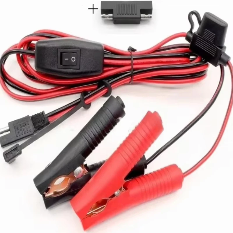 8FT/2.5M 12AWG SAE Battery Alligator Clip Harness with On/Off Switch Quick Break 12V 2Pin - Vehicle Jump Start Cord