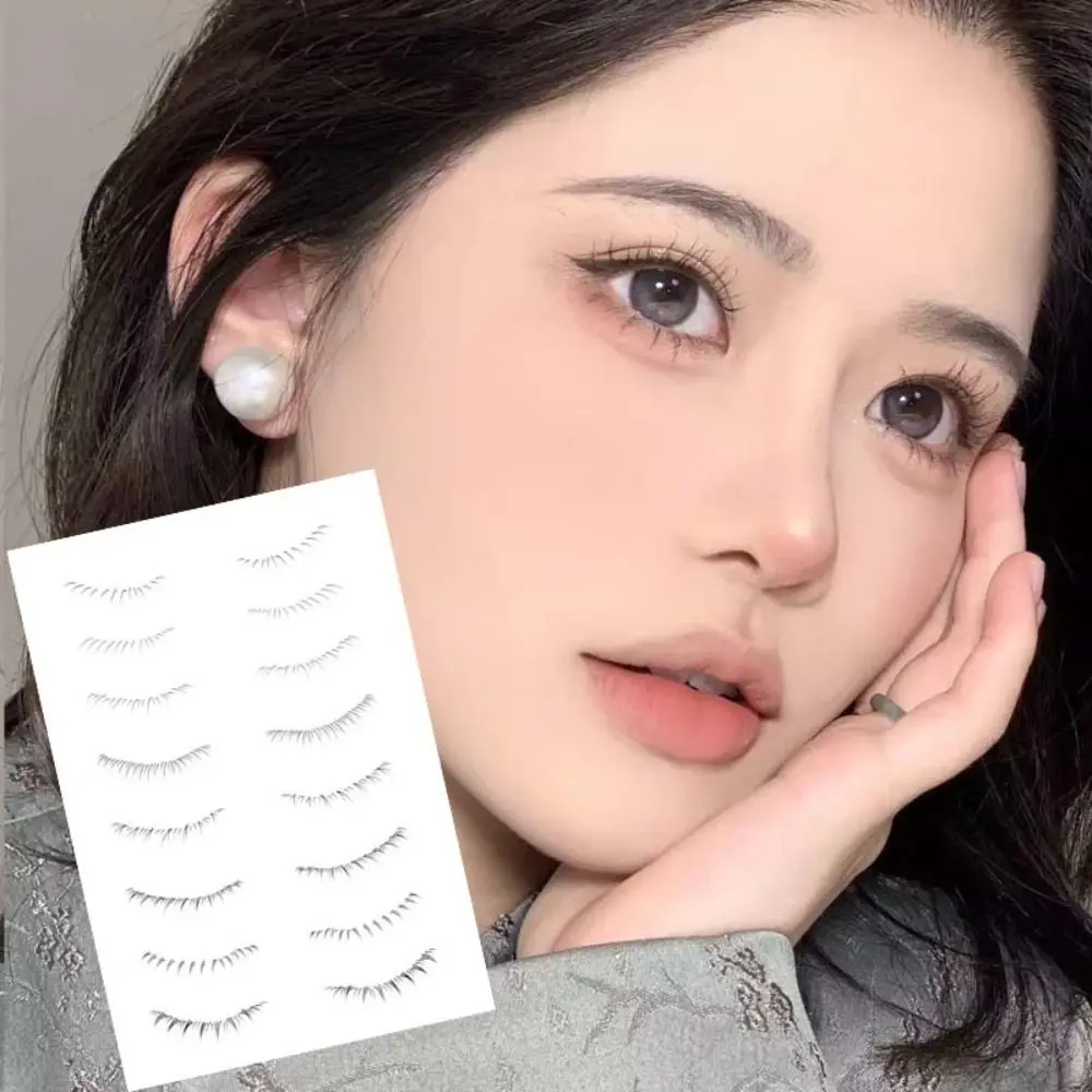 4/8 Pair 3D False Eyelashes Tattoo Under Eye Waterproof Fake Eyelash Long Lasting Black Transfer lashes Decals Eye Makeup Tools