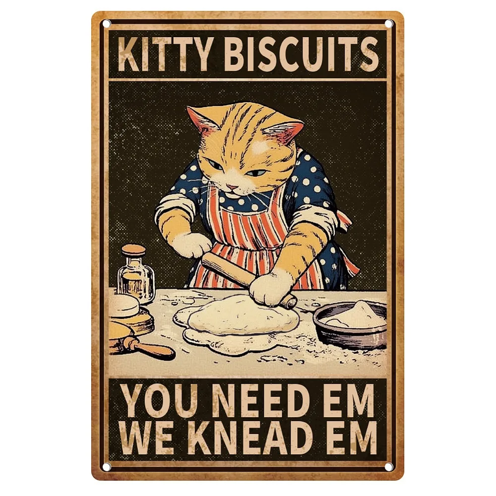 Vintage Metal Tin Sign Iron Wall Decor for Bars Restaurants Cafe Pubs Rectangle Cat Shape 300x200x2.2mm