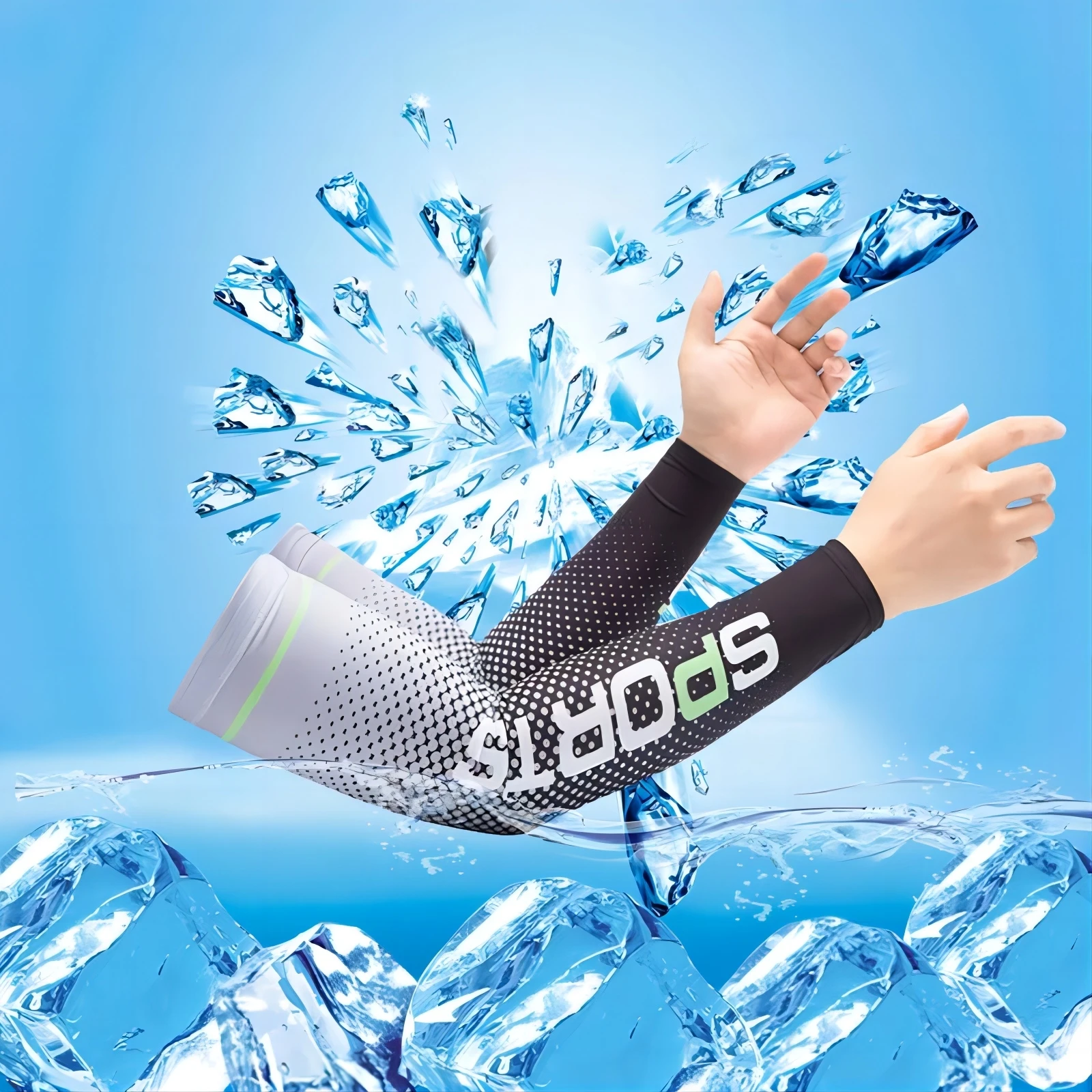 New Ice Silk Sleeve Sunscreen Cuff UV Sun Protection Cool Arm Sleeves Anti-Slip Men Women Long Glove for Outdoor Sport Cycling