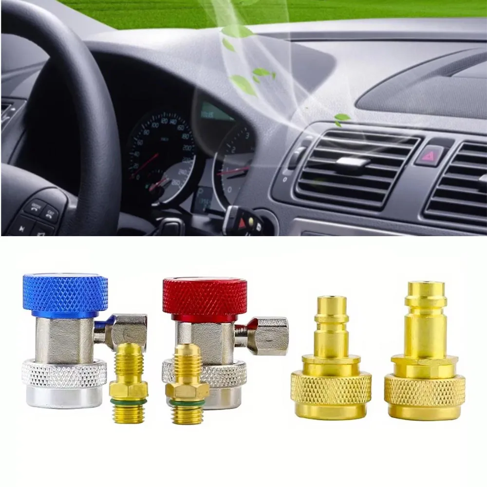 

R134a & R1234yf Adjustable Manual Quick Coupler Adapter Air Conditioner Refrigeration Freon Manifold Gauge Hose Connector Tools