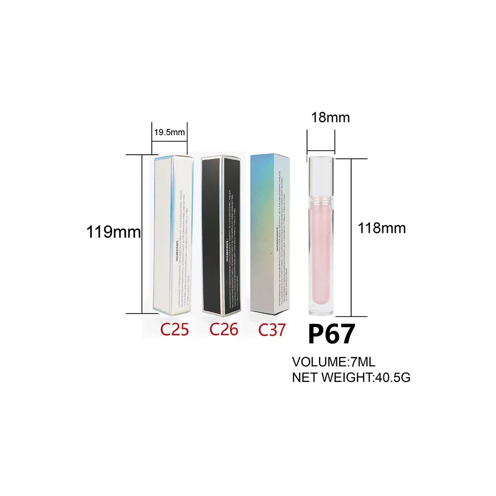 립 글로스 개인 라벨 안료, 오래 지속됨, 붙지 않는 방수, 무광 광택 커스텀 로고 메이크업, P67 투명 원형 튜브, 4ml