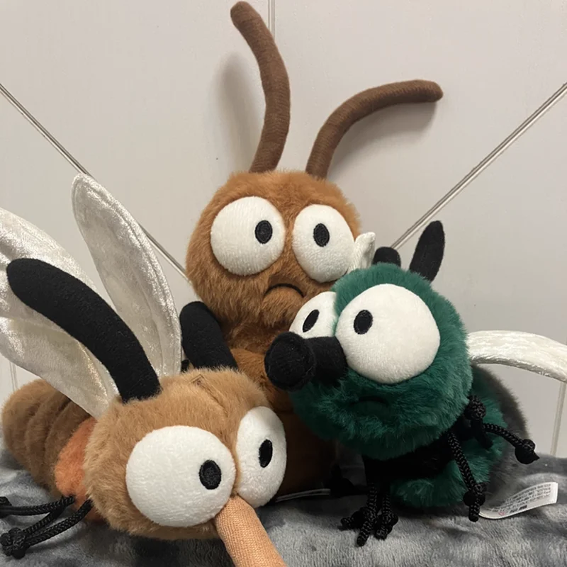 Cartoon Insect Firefly Ladybug Dragonfly Mosquito Bee House Fly Cockroach Plush Toy Stuffed Doll Animal Boy Girl Friend Gift