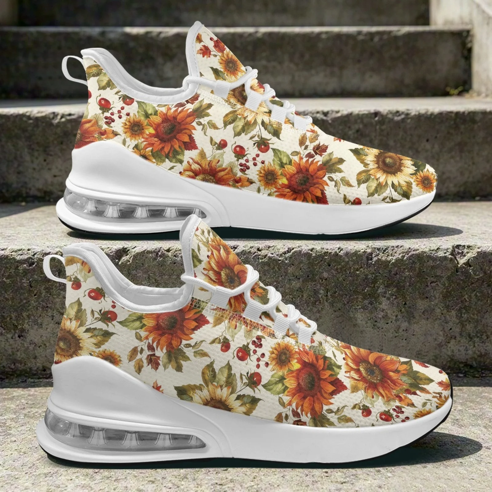 PENSTROLL Sunflower Maple Leaf Womens Sneakers for Fitness Enthusiasts Mesh & EVA Nurse Shoes Women's Casual Dress Sneakers