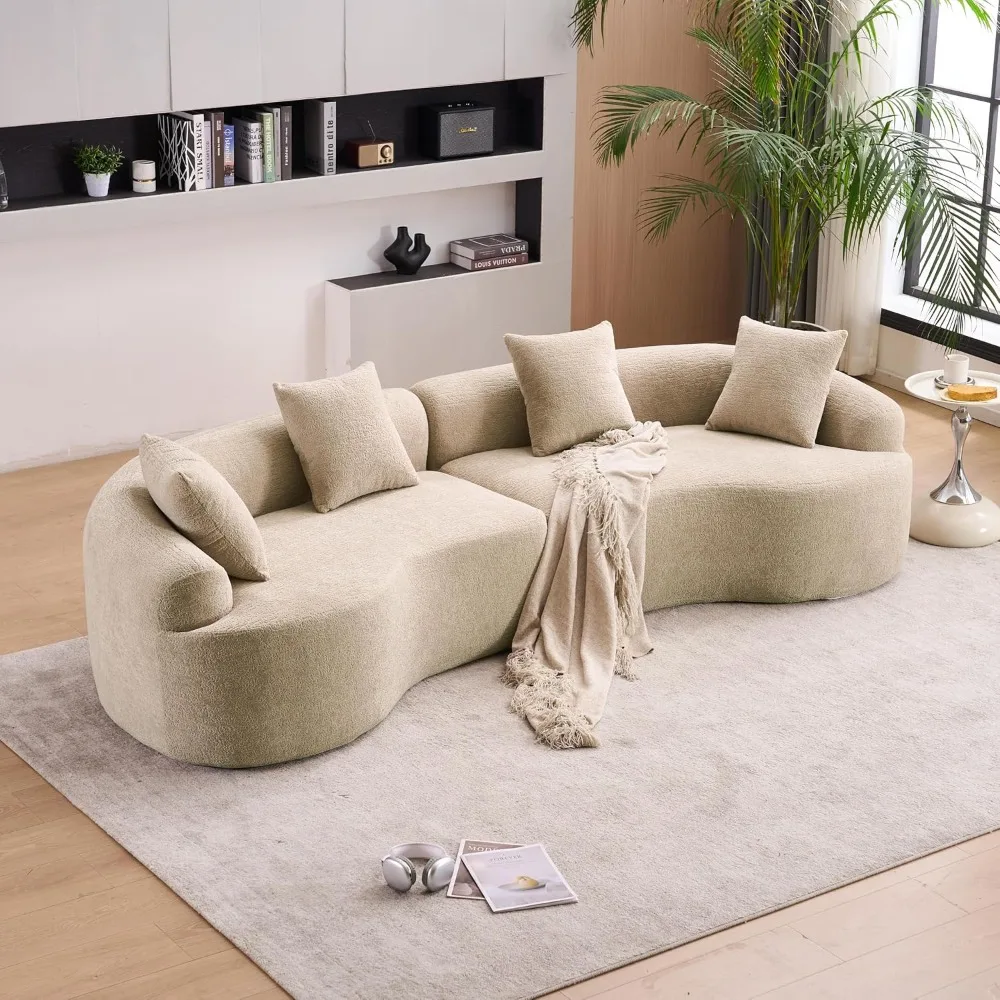 110'' Modern Curved Sofa Sectional, Arc 4-Seater Foam Couch Compressed in-a-Box, Boneless Cloud Couch with, Custom