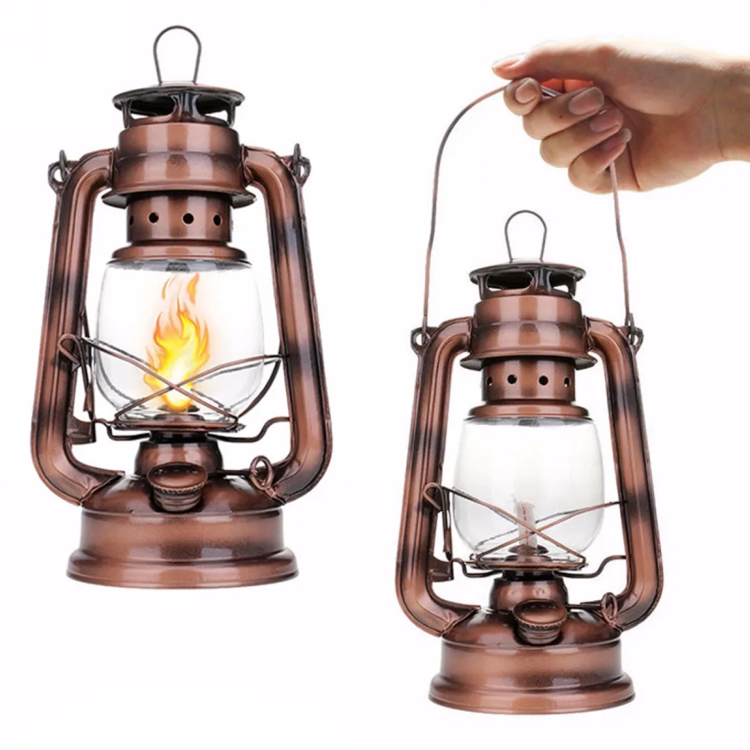 Bronze Retro Oil Lantern Outdoor Camping Kerosene Light Paraffin Hurricane Lamp