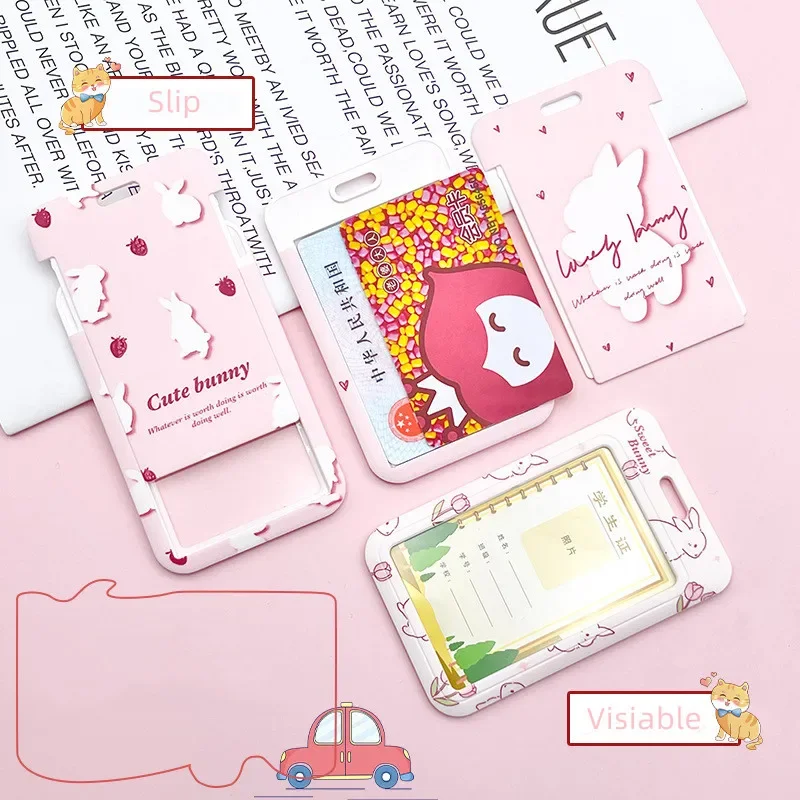 

1Pc Cartoon Card Holder Lanyard Retracetable Badge Reel ID Card Bank Card Cover Case Kpop Idol Photocard Holder Sleeve