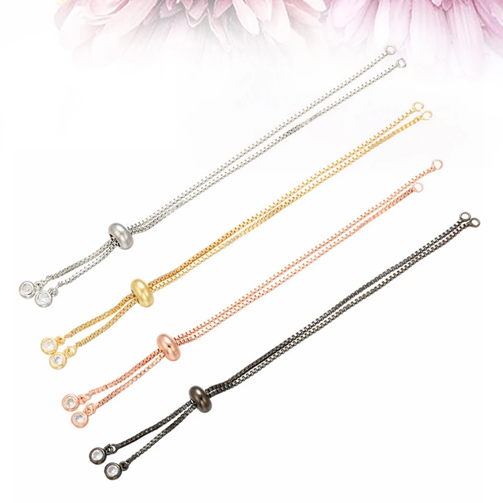 

4pcs Adjustable Bracelet Semi Finished Pull Type Hand Chain Jewelry Accessories DIY Brass Durable Decorative Birthday Valentine