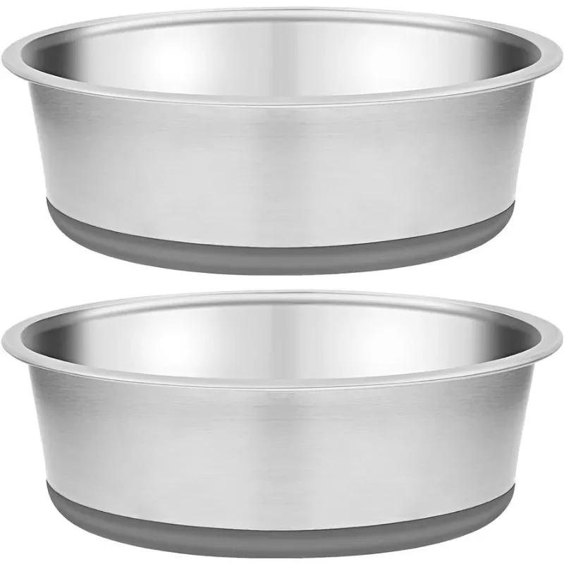 Cup Stainless Steel Dog Bowls Set for Food and Water, Silicone Base Anti-Slip,Extra Thick Metal Dog Bowl for Cats and Puppies