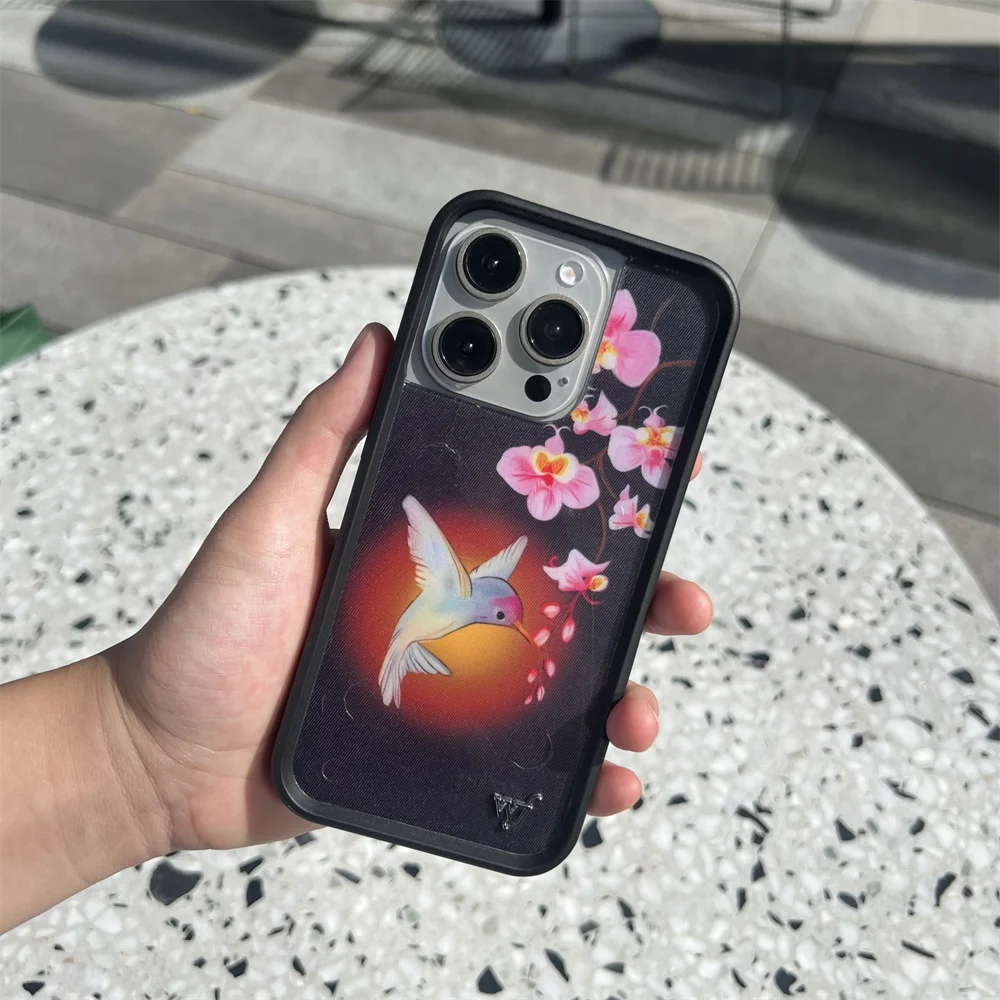 جديد Wildflower ثلاثية الأبعاد WF الزهور الطيور جراب هاتف آيفون 12 13 14 15 16 برو ماكس زائد Fundas INS غطاء الكرتون ل 15 برو 16 حالات #3
