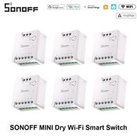 SONOFF MINI-D Dry Contact WiFi Smart Switch ESP32 Chip Matter Compatible AC/DC Input 1-10PCS Set Smart Scene Via EWeLink Alexa