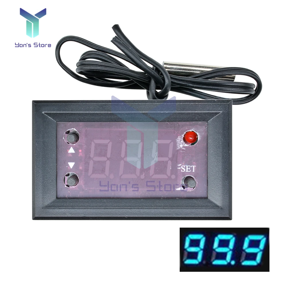 W1218 DC 12V rosso blu Display a LED termostato digitale regolatore di temperatura regolatore per termostato incubatore con sonda NTC