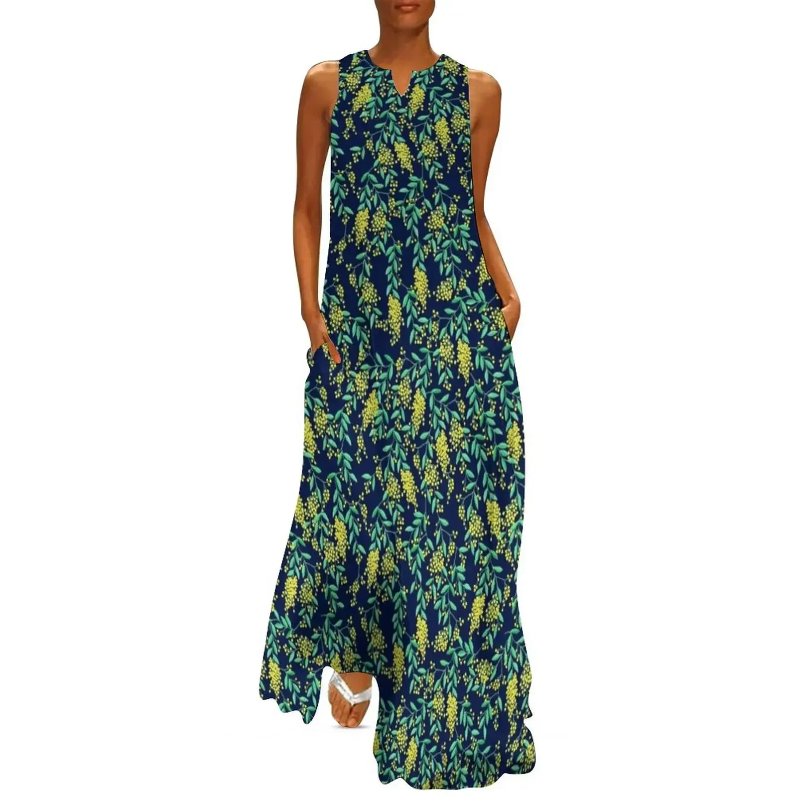 

Golden Wattle Navy Long Dress long sleeve dress dress dresses loose women's