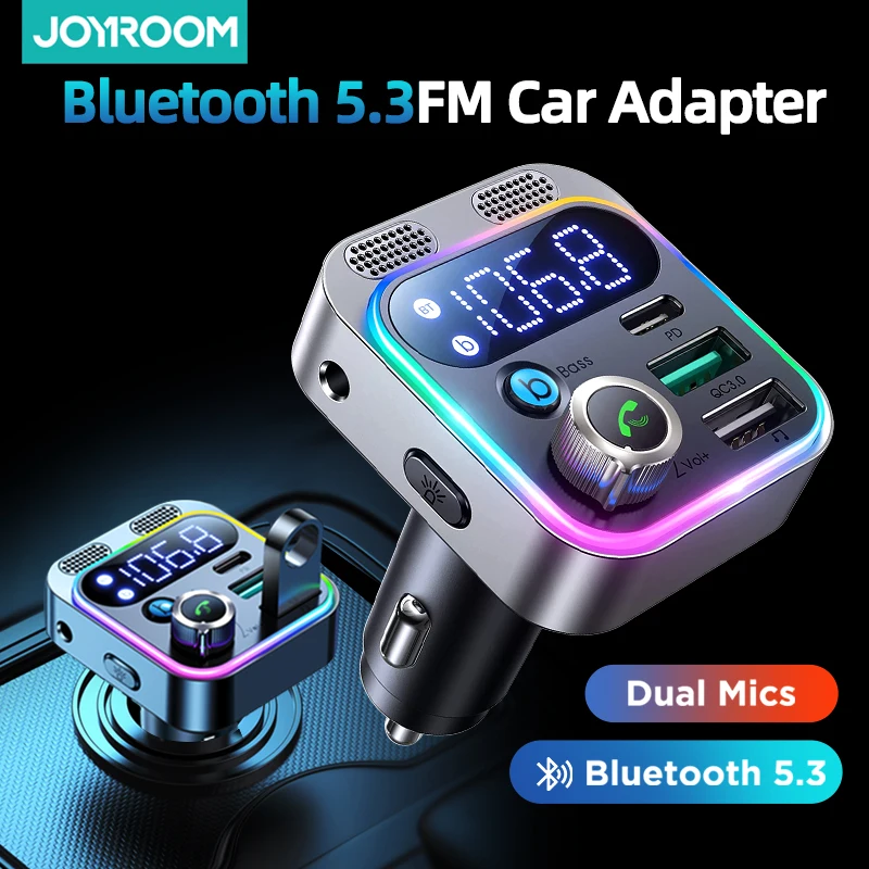 Bluetooth-адаптер 48 Вт PD QC3.0, автомобильный FM-передатчик Bluetooth 5,3 для автомобиля, мощное двойное зарядное устройство с глубокими басами, Aux, Bluetooth-зарядное устройство