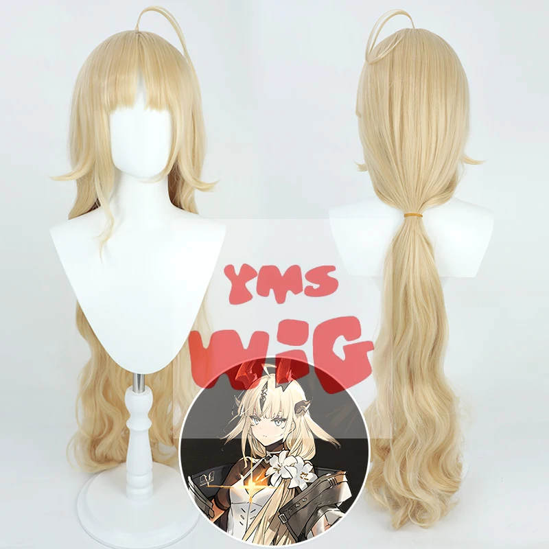 Arknights Reed The Flame Shadow Cosplay Wig 100cm Long Blonde Wavy Synthetic Hair Heat Resistant Halloween Carnival Role Play Pa