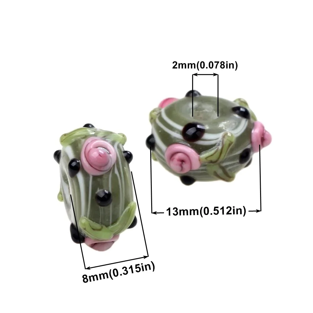 Wood Grain 2PCS/LOT Nature Style Handmade Lampwork Glass Beads For Jewelry Making Accessories DIY Charm Earring Bracelets