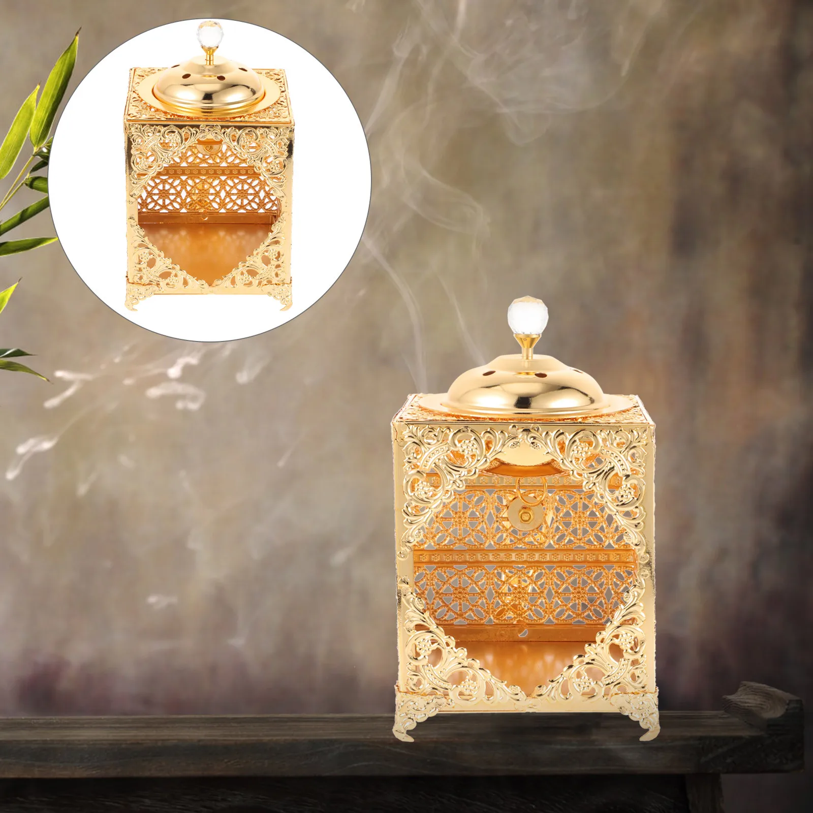

Exquisite Incense Holder Censer Charcoal Burner Plate Vintage Decorative Zinc Alloy Office Decoration