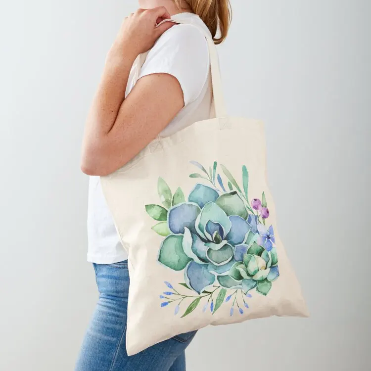 

Watercolor Succulent Tote Bag Big bag sac pour femme tote bag women Women's shopping