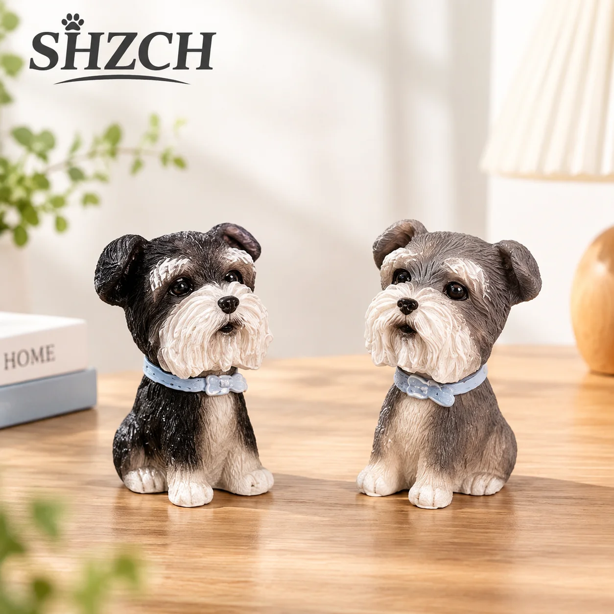 Schnauzer Mini Figurines & Miniatures Cute Creative Simulation Model Figurines Vintage Dog Bionic Art Home Decor Estatua FYFM