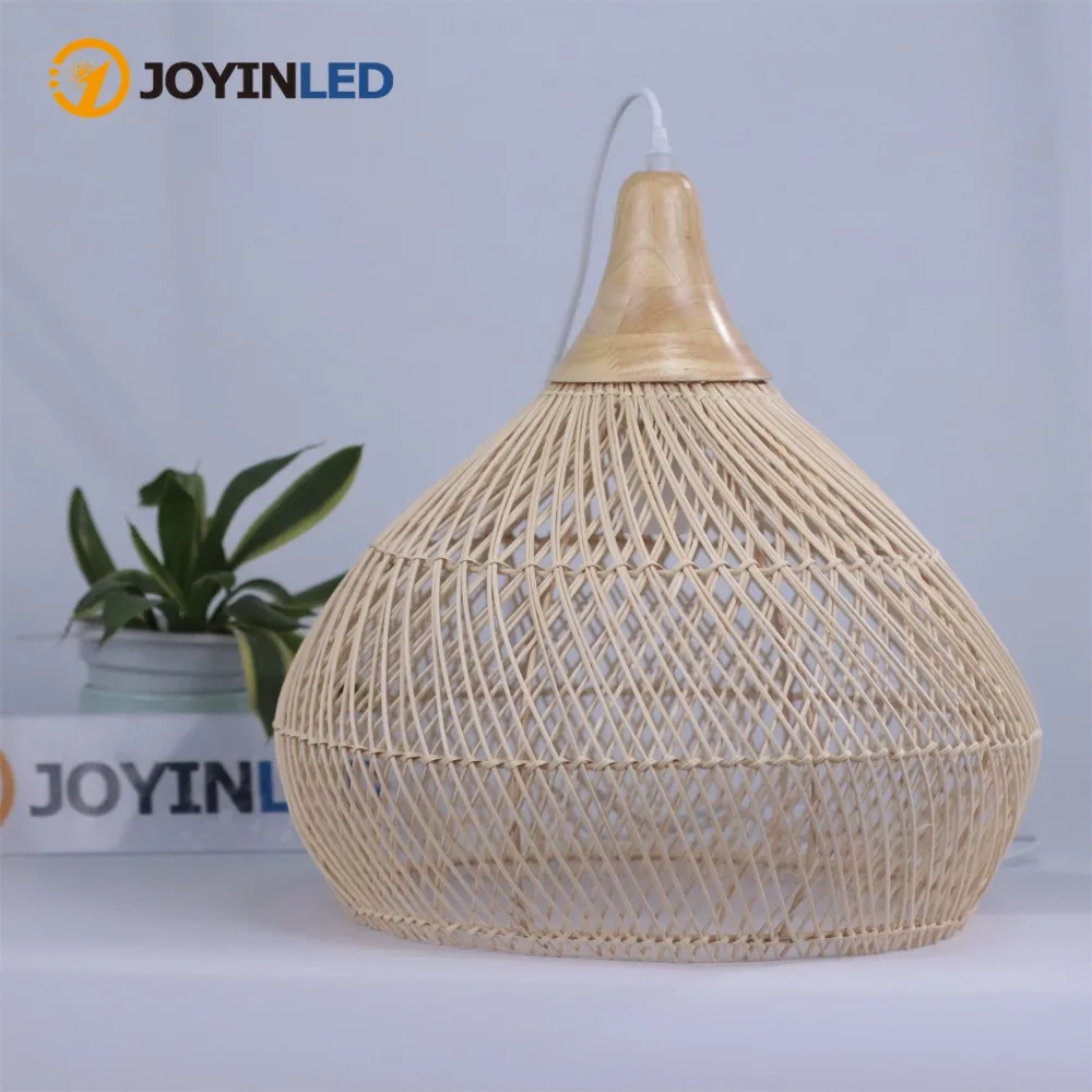 

JOYINLED Rattan Chandelier Led Dining Living Room Bedroom Bamboo Rattan Designer Chandelier Japanese Retro Hanging Lamp