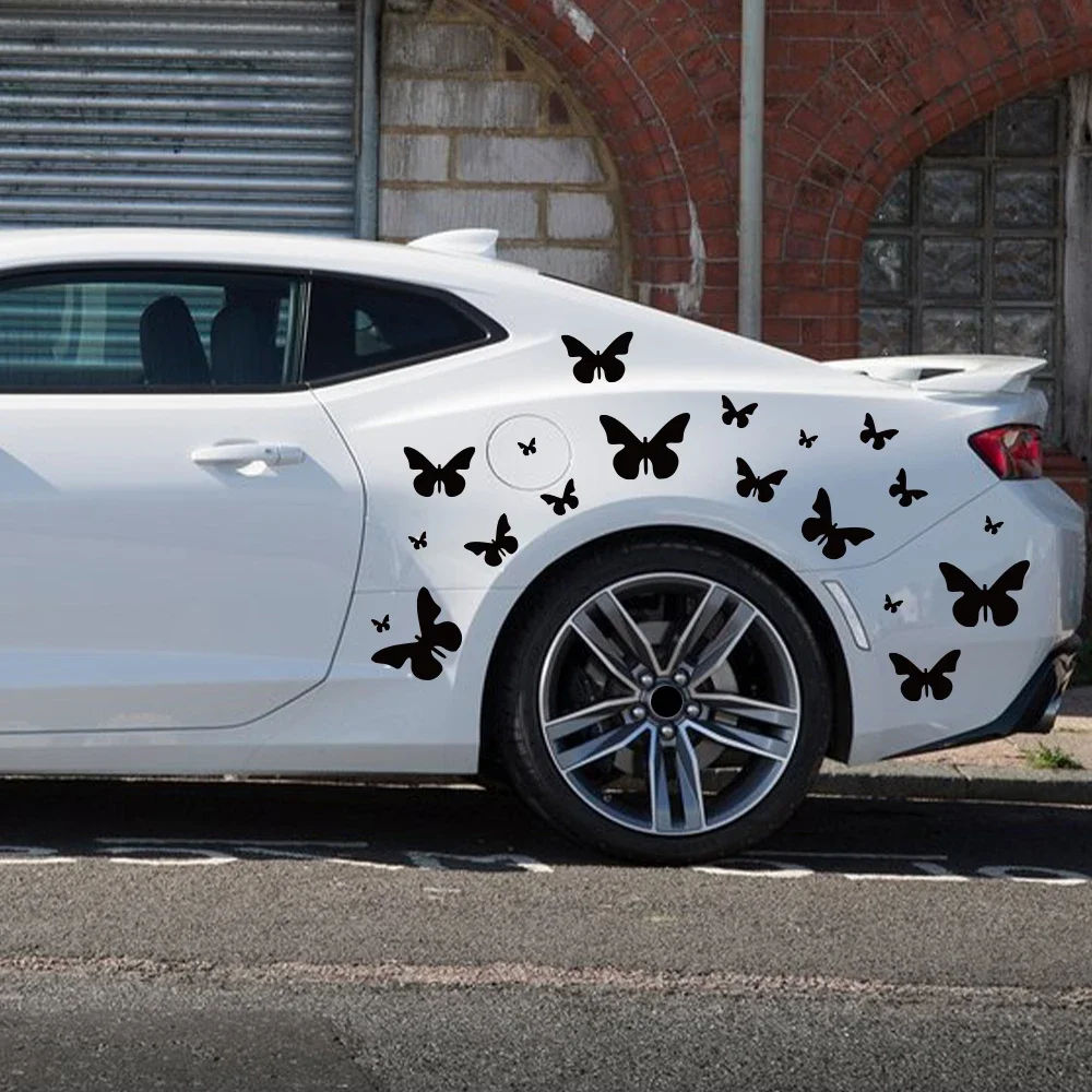 62pcs/Set Cute Beautiful Butterfly Graphic Vinyl Decals Car Side Door Stickers Auto Body Styling Decoration Stickers Accessories