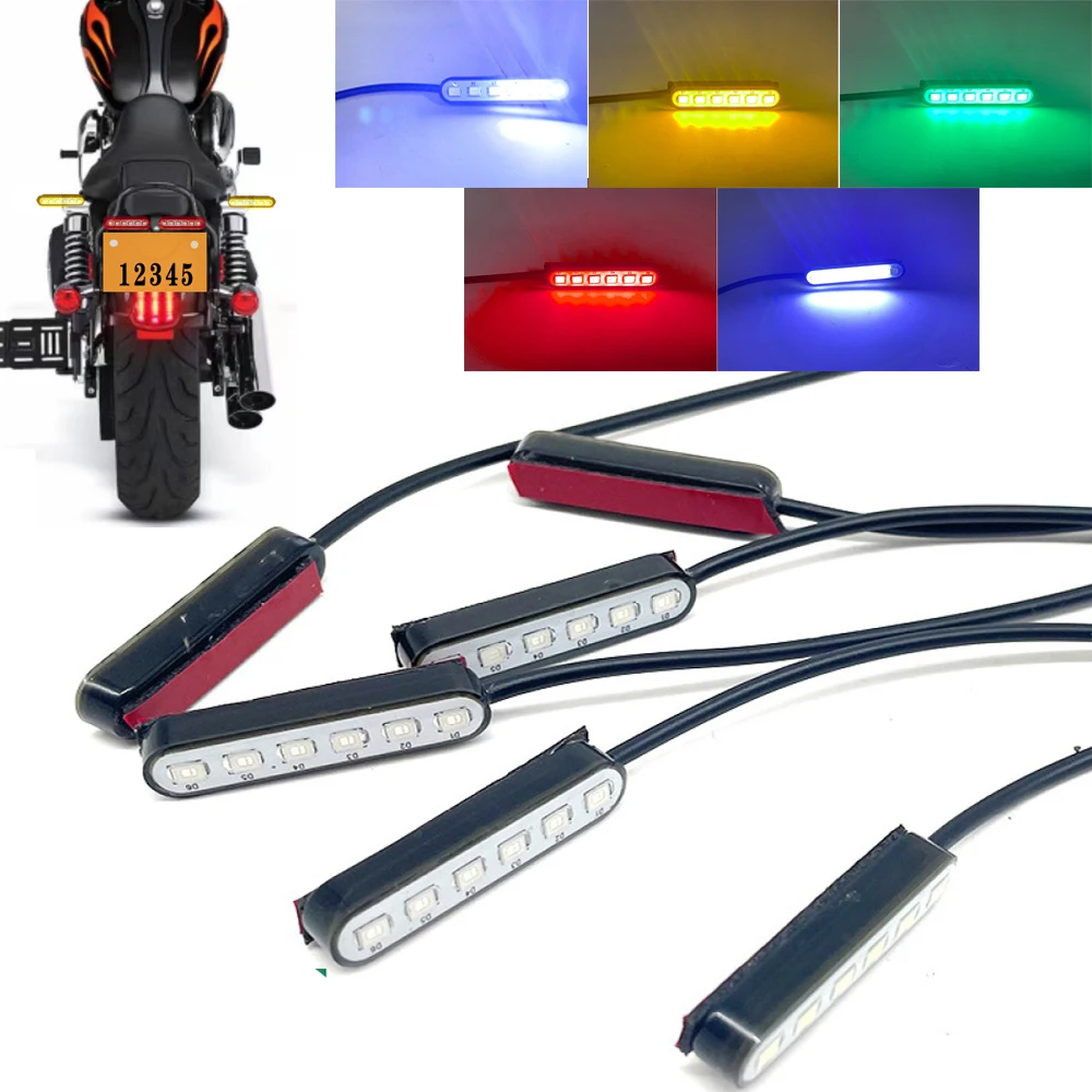 4pcs Motorcycle LED Turn Signal Lights License Plate Light Sticker for retrofitting Kawasaki Yamaha Honda Motorcycles.