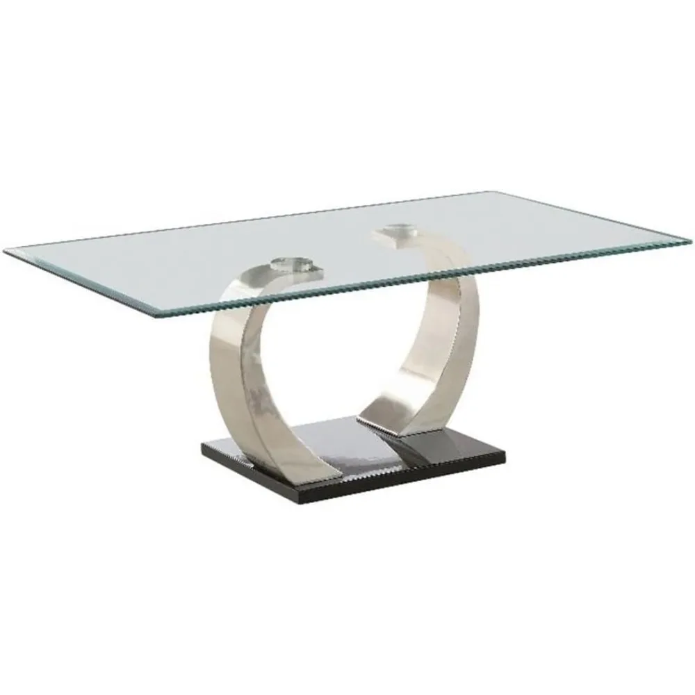 

Rectangular Coffee Table Silver and Clear, Coffee Table