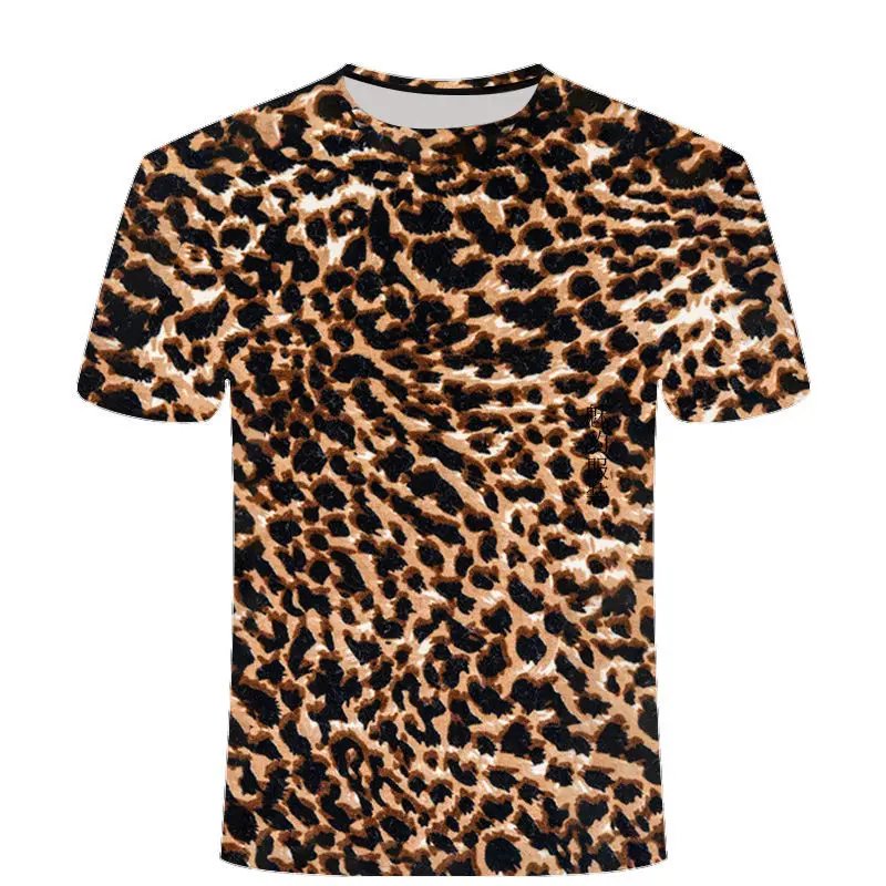 T-shirts Tiger Skin Leopard Print 3D Print Summer T Shirt Fashion Kids Men Casual Boys Girls O-Neck Kawaii Tshirt Tops Clothes