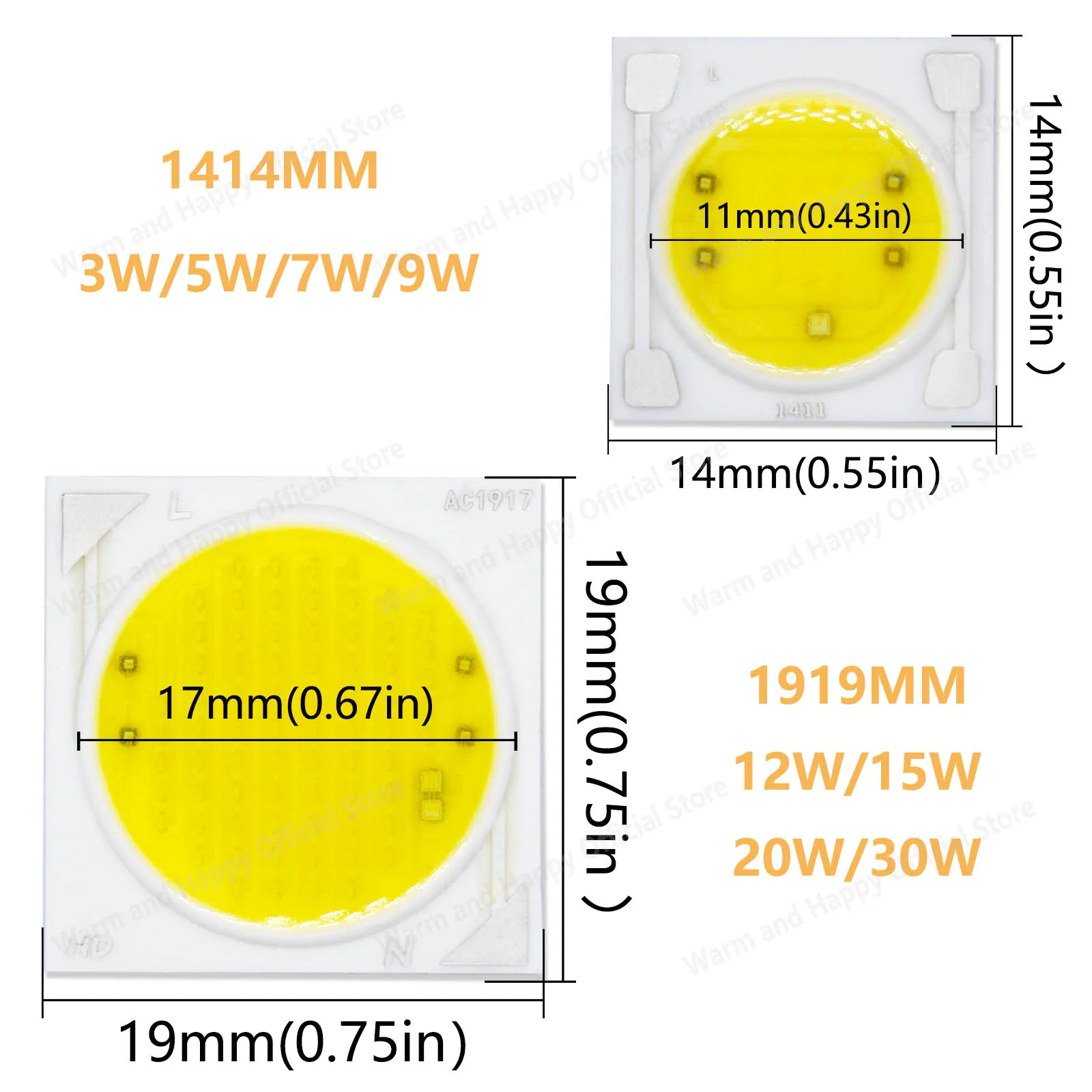 3pcs LED COB Chip AC220V 3W 5W 7W 9W 12W 15W 20W 30W Ceramic Substrate Lamp Bead DIY Floodlight Spotlight Tube Light Bulb view 4