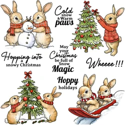 Mangocraft Christmas Tree And Rabbits Cutting Dies Clear Stamp DIY Scrapbooking Metal Dies Silicone Stamp For Cards Albums Decor