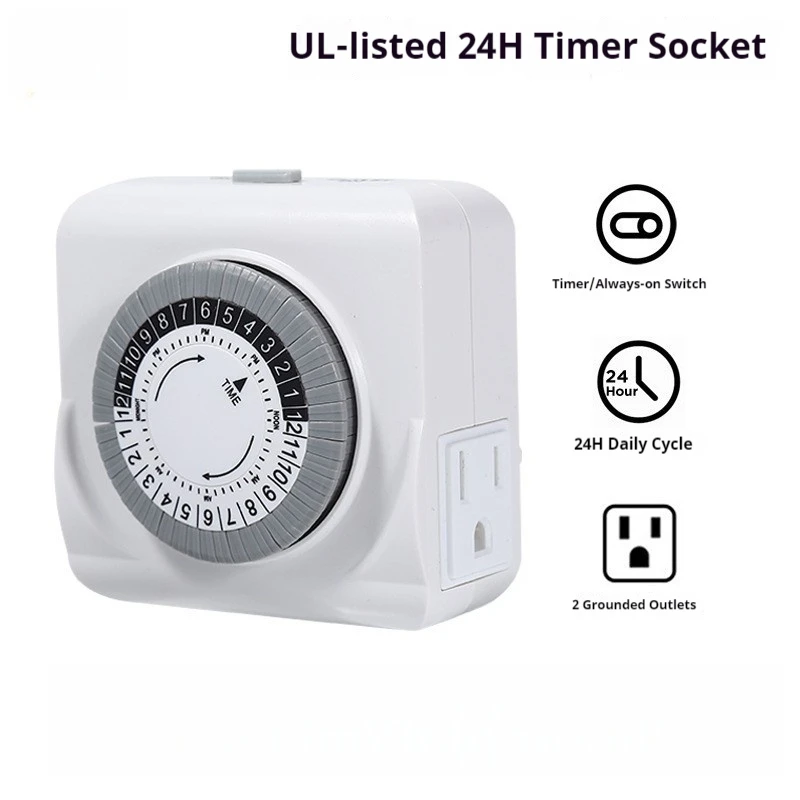 US SPEC/PLUG Standard Certification two-pin Mechanical Two-Hole& Three-Holes Timing socket 24-hour Timer Timing Automatic Switch