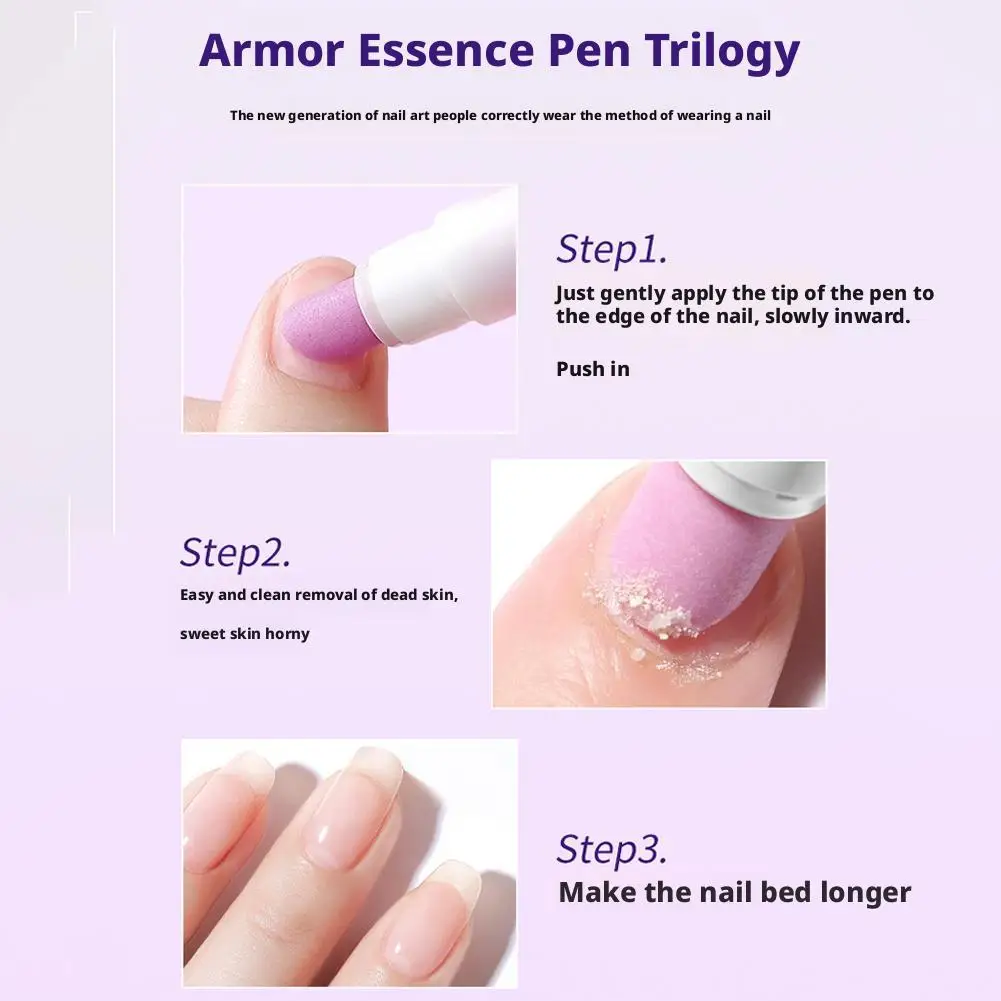 Brosse à Essence pour ongles 3 en 1, bâton de gommage pour bord des doigts, protecteur d'armure, hydratant, peau morte, barbe en céramique, pointe des ongles, huile pour bord des doigts